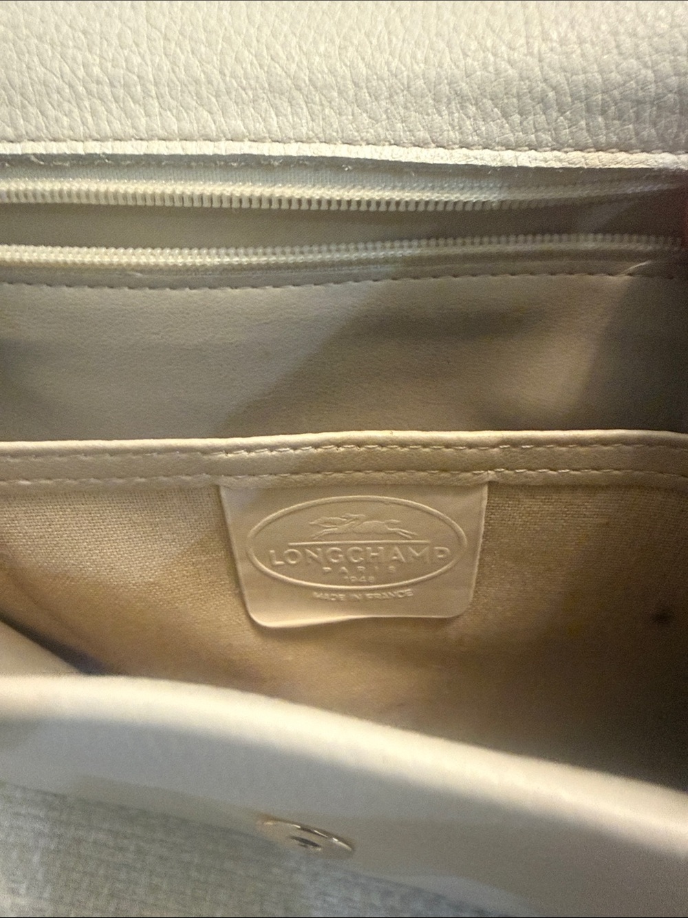 Longchamp Cream Leather Crossbody Shoulder Bag - Picture 4 of 6
